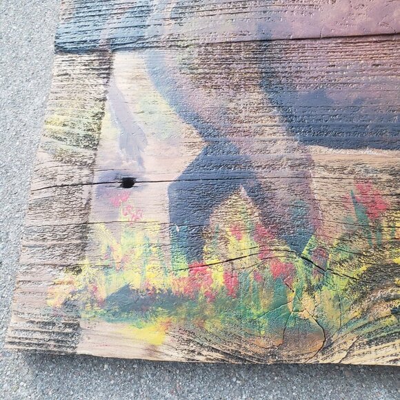 Buffalo Portrait original Oil Painting Larry Geilenfeldt Rustic Reclaimed Wood - Picture 4 of 10